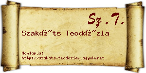 Szakáts Teodózia névjegykártya